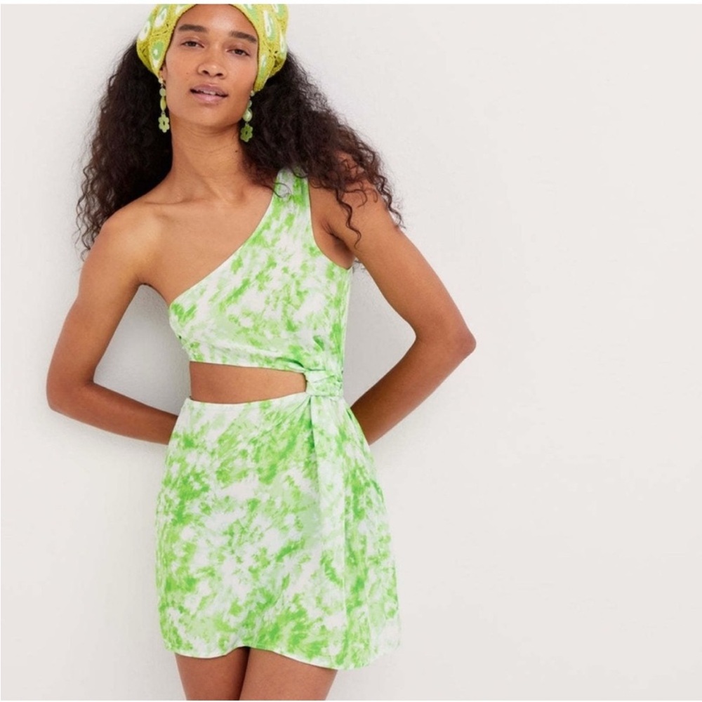 For Love And Lemons Lime One-Shoulder Dress